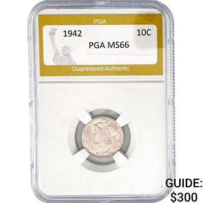 1942 Mercury Silver Dime PGA MS66