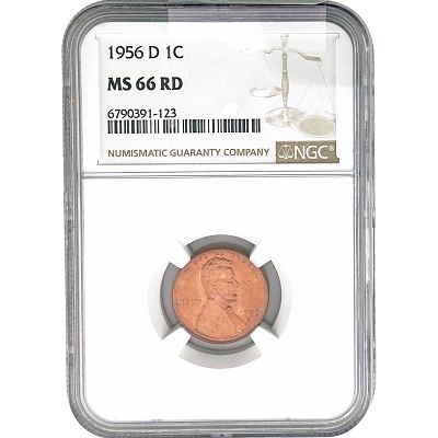 1956-D Wheat Cent NGC MS66 RD