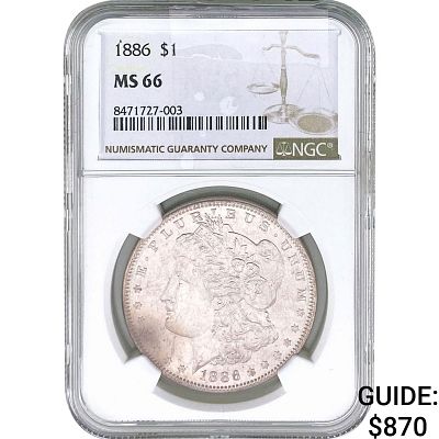 1886 Morgan Silver Dollar NGC MS66