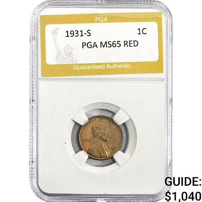 1931-S Wheat Cent PGA MS65 RED
