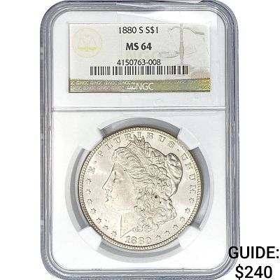 1880-S Morgan Silver Dollar NGC MS64