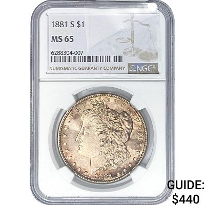 1881-S Morgan Silver Dollar NGC MS65