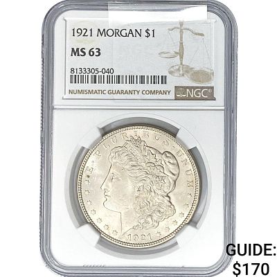 1921 Morgan Silver Dollar NGC MS63