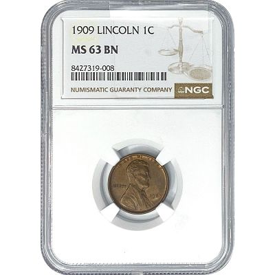 1909 Wheat Cent NGC MS63 BN