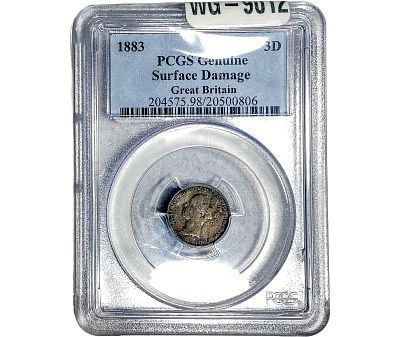 1883 Great Britain Silver 3 Pence PCGS Genuine