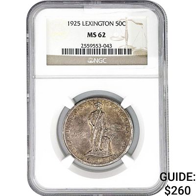 1925 Lexington Half Dollar NGC MS62