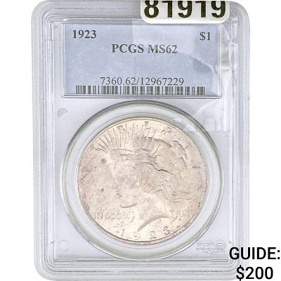 1923 Silver Peace Dollar PCGS MS62