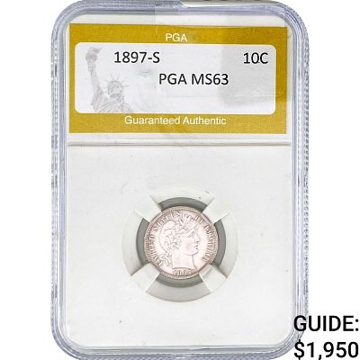 1897-S Barber Dime PGA MS63