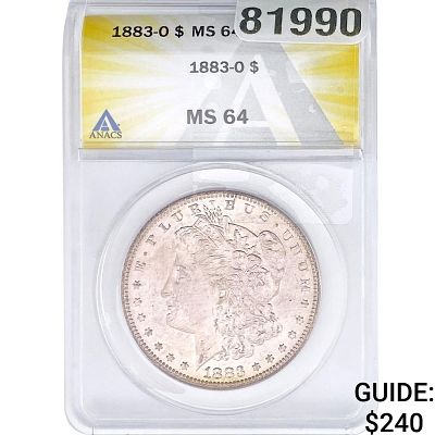 1883-O Morgan Silver Dollar ANACS MS64