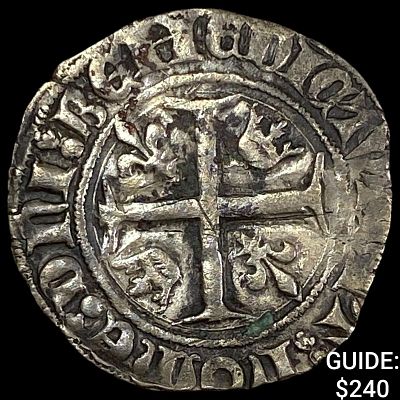 France, Charles VI 1380-1422 Silver Blanc NEARLY UNCIRCULATED