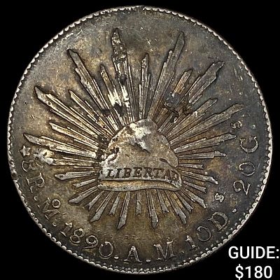 1890 Mexico Silver 1 Peso Punchmarks NEARLY UNCIRCULATED