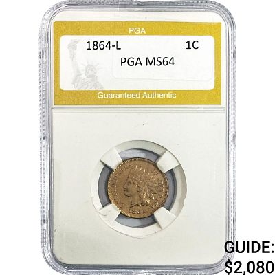1864-L Indian Head Cent PGA MS64