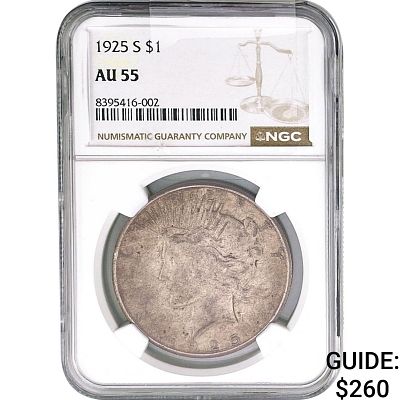 1925-S Silver Peace Dollar NGC AU55