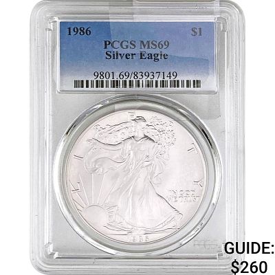 1986 Silver Eagle PCGS MS69