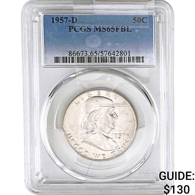 1957-D Franklin Half Dollar PCGS MS65 FBL