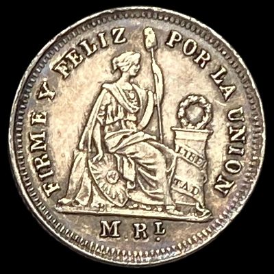 1861 YB Peru Silver 1/2 Real KM 180