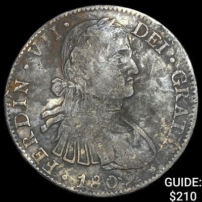1809 Mexico Silver 8 Reales Chopmarked NEARLY UNCIRCULATED