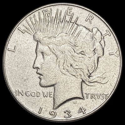 1934 Silver Peace Dollar ABOUT UNCIRCULATED
