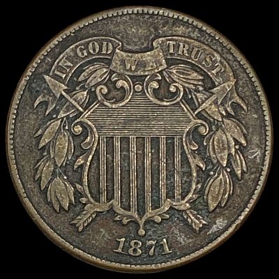 1871 Copper Two-Cent Piece ABOUT UNCIRCULATED