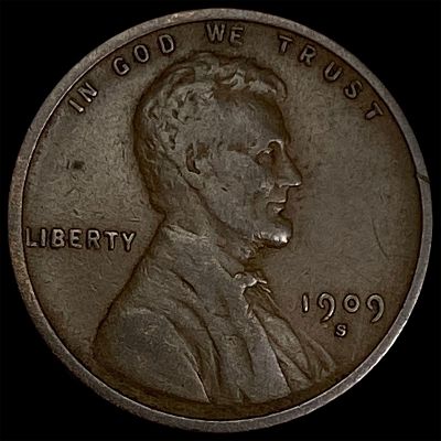 1909-S Lincoln Wheat Cent ABOUT UNCIRCULATED