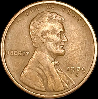 1909-S Lincoln Wheat Cent ABOUT UNCIRCULATED