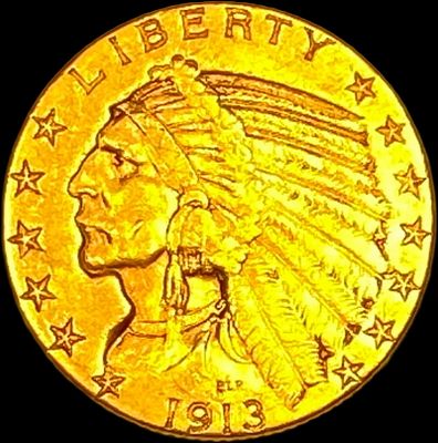 1913 Indian Head Gold Half Eagle $5 CLOSELY UNCIRCULATED