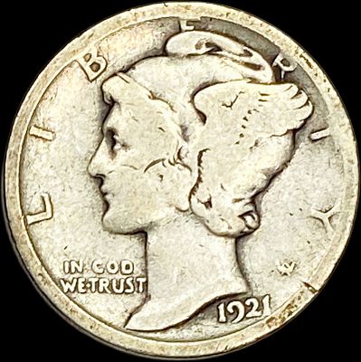1921 Silver Mercury Dime NICELY CIRCULATED