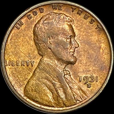 1931-S Lincoln Wheat Cent CLOSELY UNCIRCULATED. 1931-S Lincoln Wheat Cent CLOSELY UNCIRCULATED