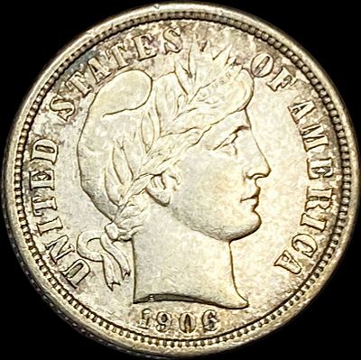 1906-S Silver Barber Dime CLOSELY UNCIRCULATED. 1906-S Silver Barber Dime CLOSELY UNCIRCULATED