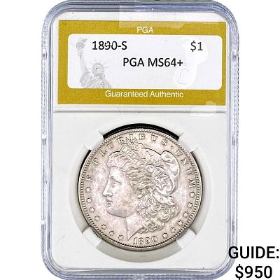 1890-S Morgan Silver Dollar PGA MS64+