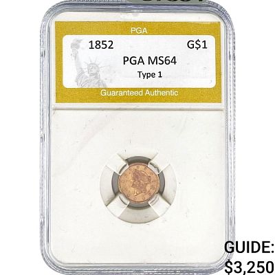 1852 Rare Gold Dollar PGA MS64