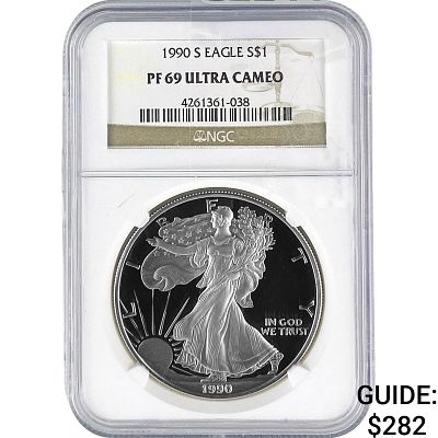 1990-S NGC PF69 1oz Silver $1 SE Ultra Cameo