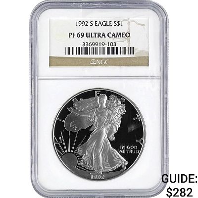 1992-S NGC PF69 1oz Silver $1 SE Ultra Cameo