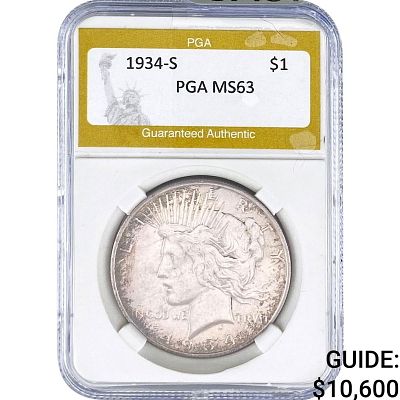 1934-S Silver Peace Dollar PGA MS63
