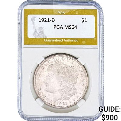 1921-D Morgan Silver Dollar PGA MS64