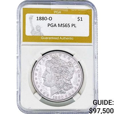 1880-O Morgan Silver Dollar PGA MS65 PL