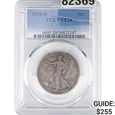 1938-D Walking Liberty Half Dollar PCGS VF20