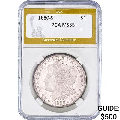 1880-S Morgan Silver Dollar PGA MS65+