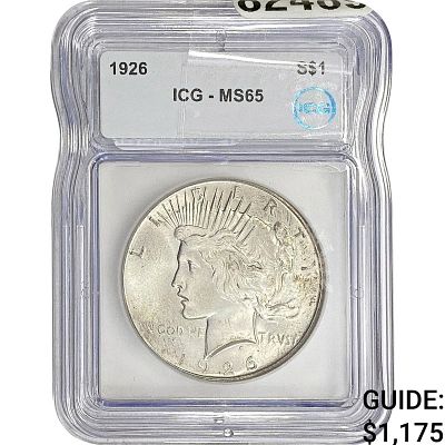 1926 Silver Peace Dollar ICG MS65