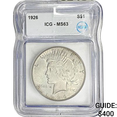 1926 Silver Peace Dollar ICG MS63