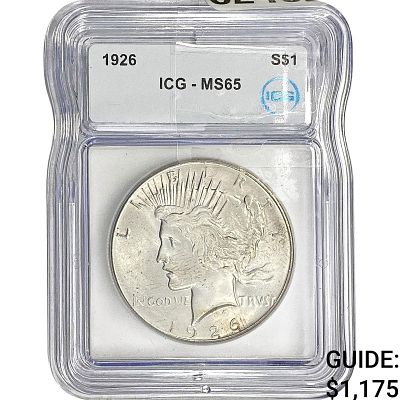 1926 Silver Peace Dollar ICG MS65