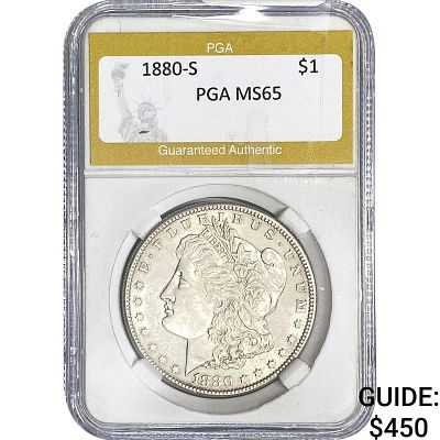 1880-S Morgan Silver Dollar PGA MS65