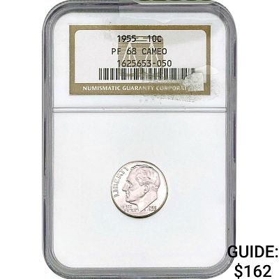 1955 Roosevelt Dime NGC PF68 Cameo