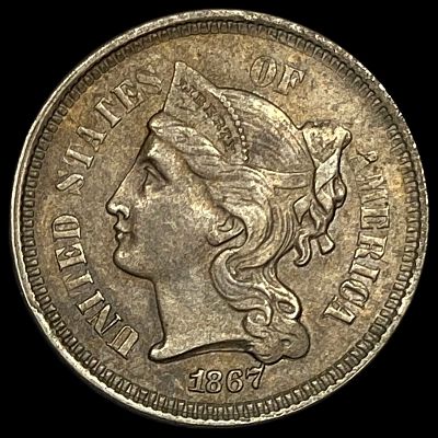 1867 Nickel Three-Cent Piece LIGHTLY CIRCULATED. 1867 Nickel Three-Cent Piece LIGHTLY CIRCULATED