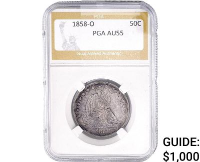1858-O Seated Liberty Half Dollar PGA AU55