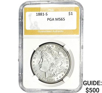 1881-S Morgan Silver Dollar PGA MS65