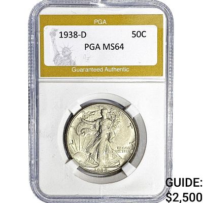 1938-D Walking Liberty Half Dollar PGA MS64