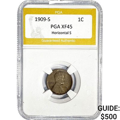 1909-S Wheat Cent PGA XF45
