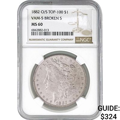 1882-O/S Morgan Silver Dollar NGC MS60 VAM-5
