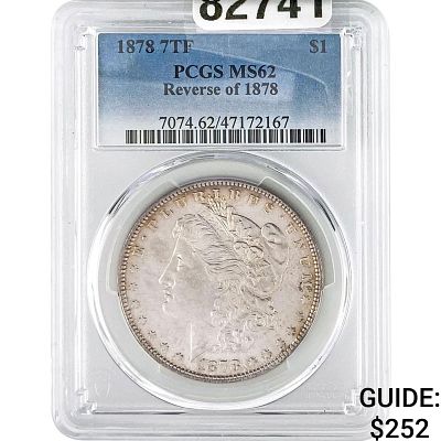 1878 Rev. 1878 Morgan Silver Dollar PCGS MS62